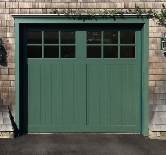 Hunter green garage door